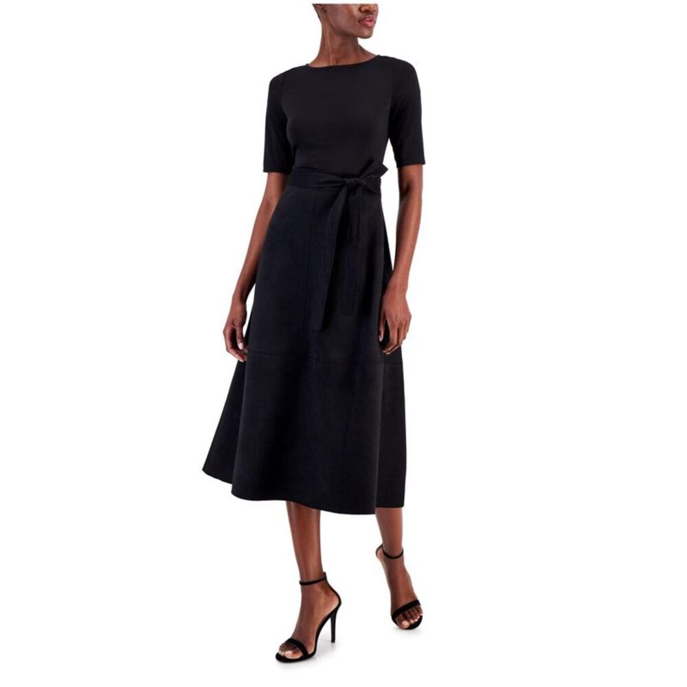 Anne Klein Womens Vegan Suede A-line Dress, , 4, MP